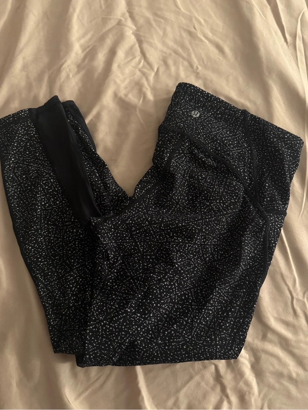 lululemon athletica Black Leggings with White Speckle Print
